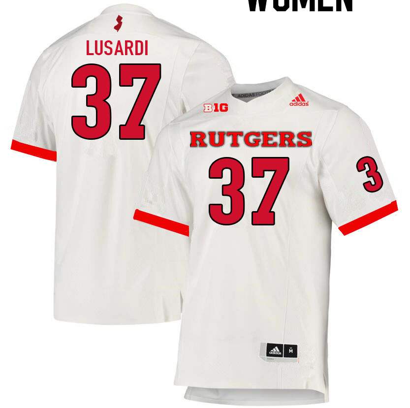Women #37 Joe Lusardi Rutgers Scarlet Knights College Football Jerseys Sale-White - Click Image to Close